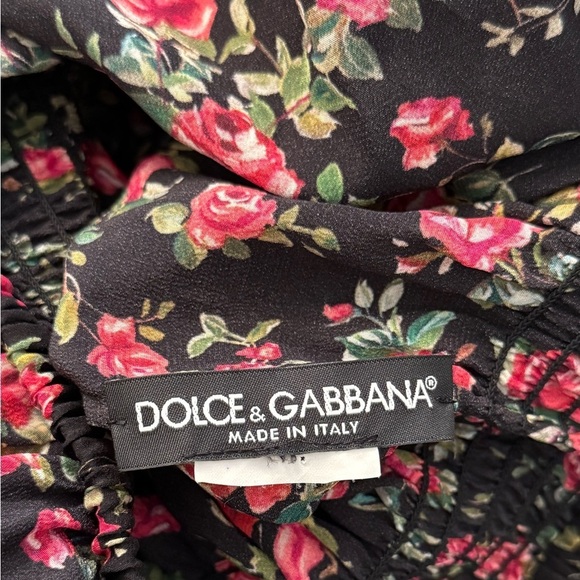 Dolce & Gabbana Rose Floral Silk Ruffle Blouse Peplum Top Made in Italy - Picture 5 of 16